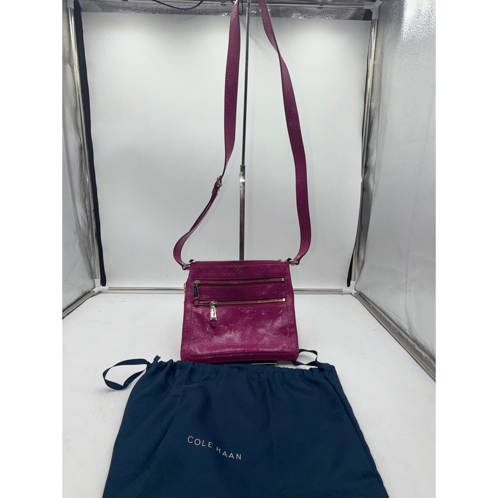 Cole Haan Magenta Pink Patent Leather Crossbody Bag with Dust Bag